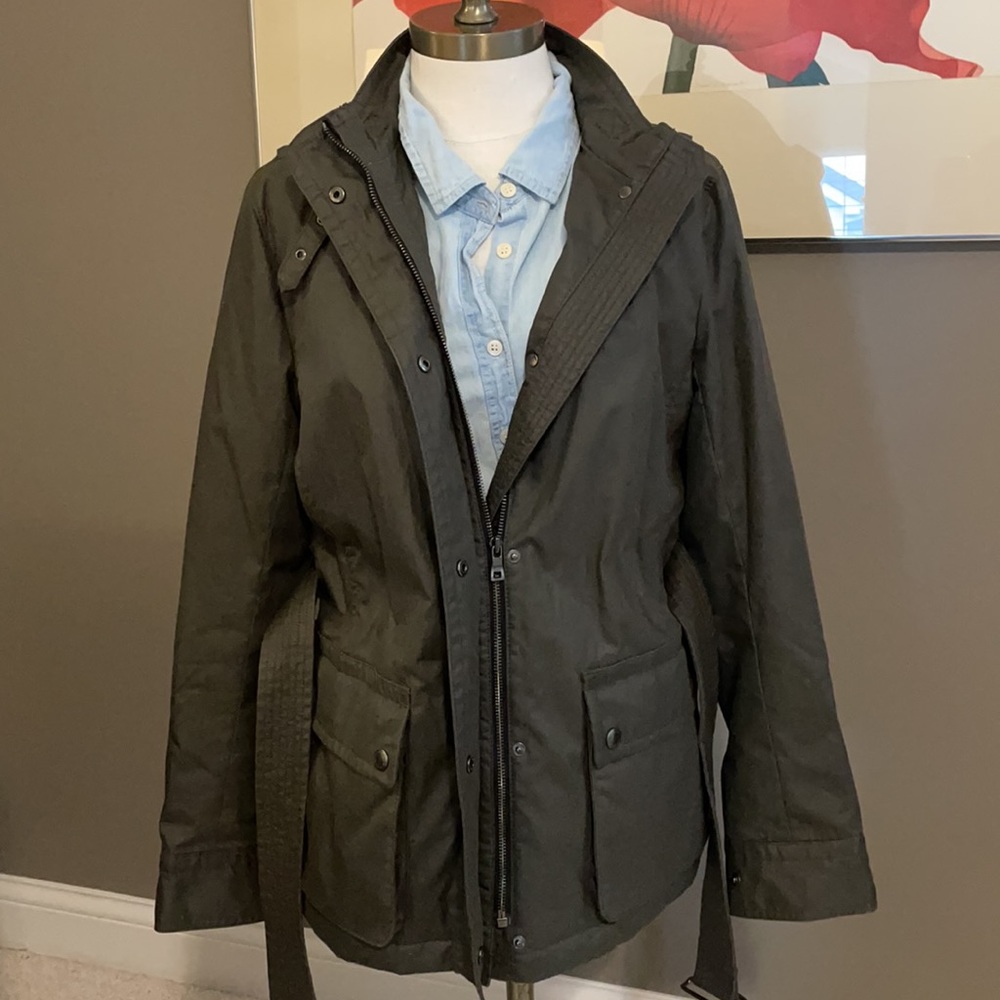 Coach coat army green belted jacket size S